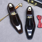 Men's Pointed Toe Genuine Cowhide Leather Loafers