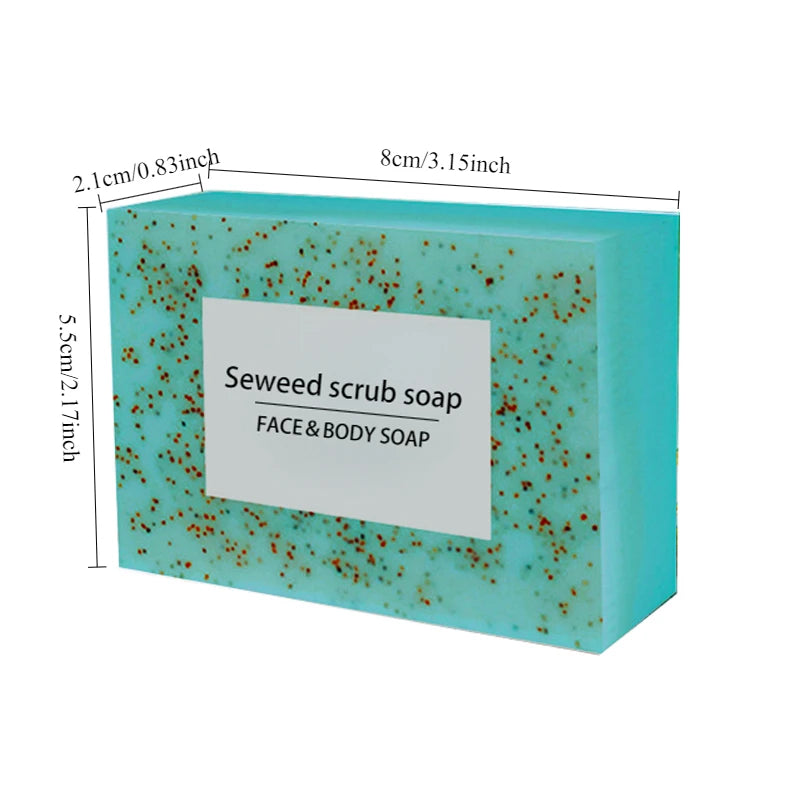 Unisex Seaweed Scrub Particle Moisturizing Bar Soap 3.5 oz
