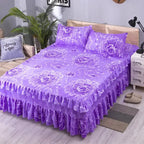 Lace Skirt Bed Sheet and Fitted Bedspread Set