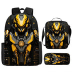Unisex Mechanical 3D Print Backpack 3-Piece Bag Set