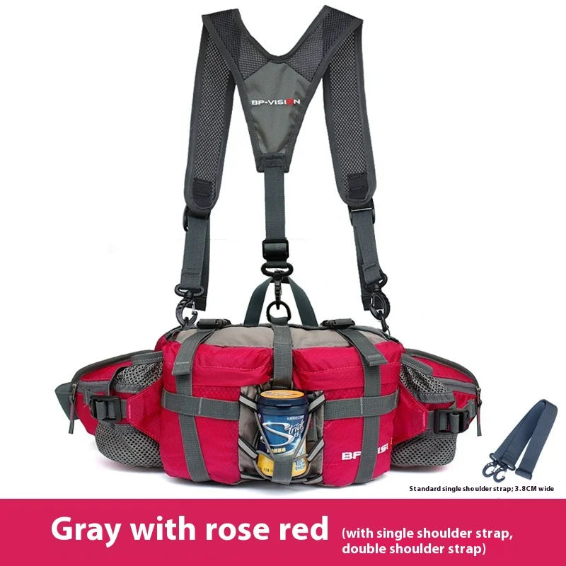 Waterproof Hiking Waist Bag with Reflective Strip and 1.3-Gallon Capacity