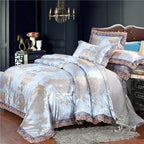 Satin Jacquard Bedding Set and Luxury Flower Duvet Cover Set