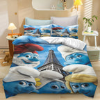 Smurfs Cartoon Duvet Cover and Polyester Bedding Set