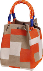Women's Mini Knitted Geometric Colorblock Bucket Handbag