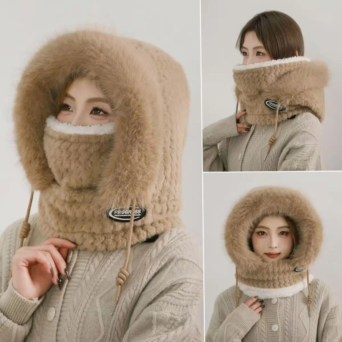 Women's Thermal Plush Hood Scarf & Mask Set