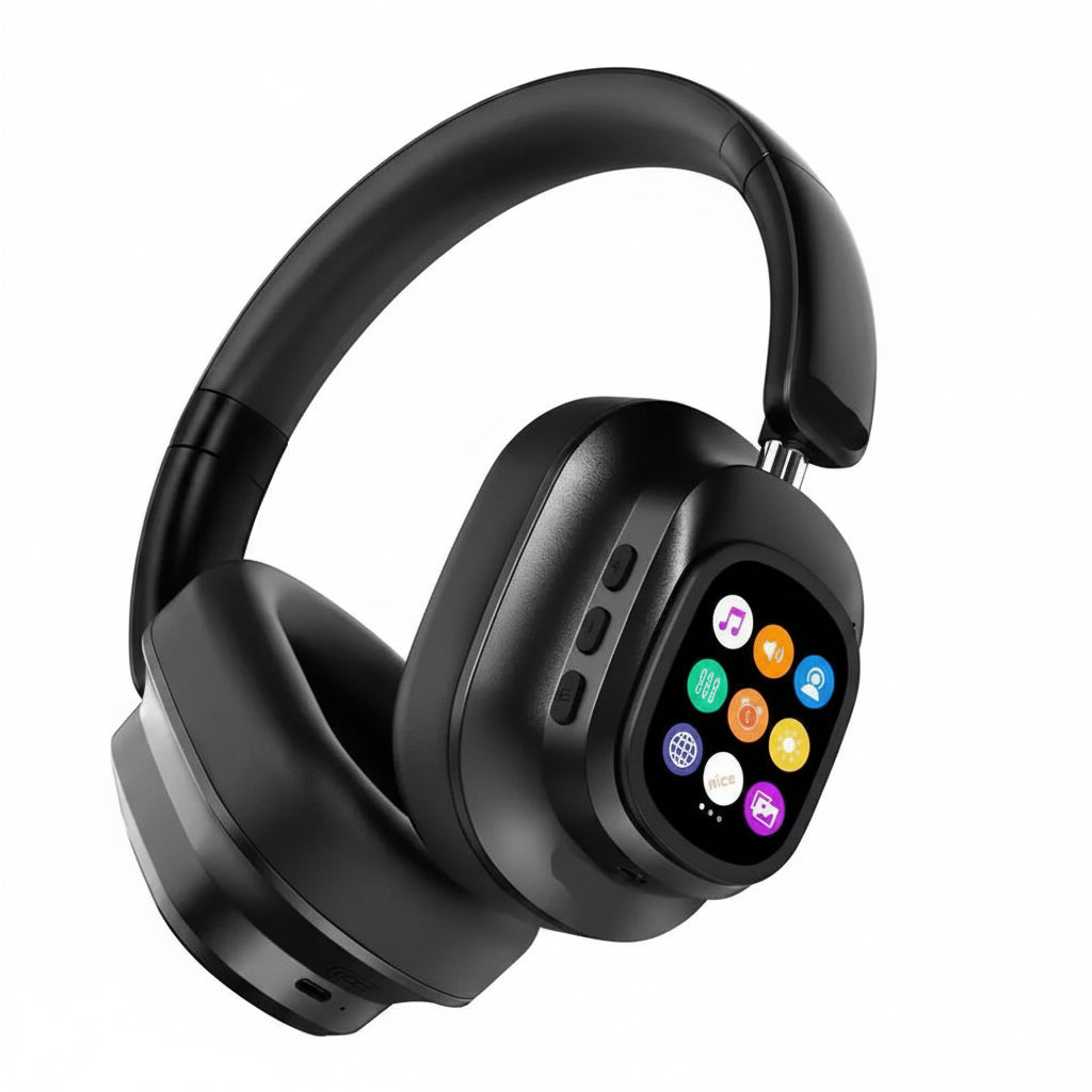 ANC Wireless Bluetooth Over Ear Headphones Touch Screen AI
