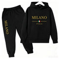 Kids' Letter Printed Hooded Jacket Pants Two-Piece Set
