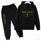 Kids' Letter Printed Hooded Jacket Pants Two-Piece Set