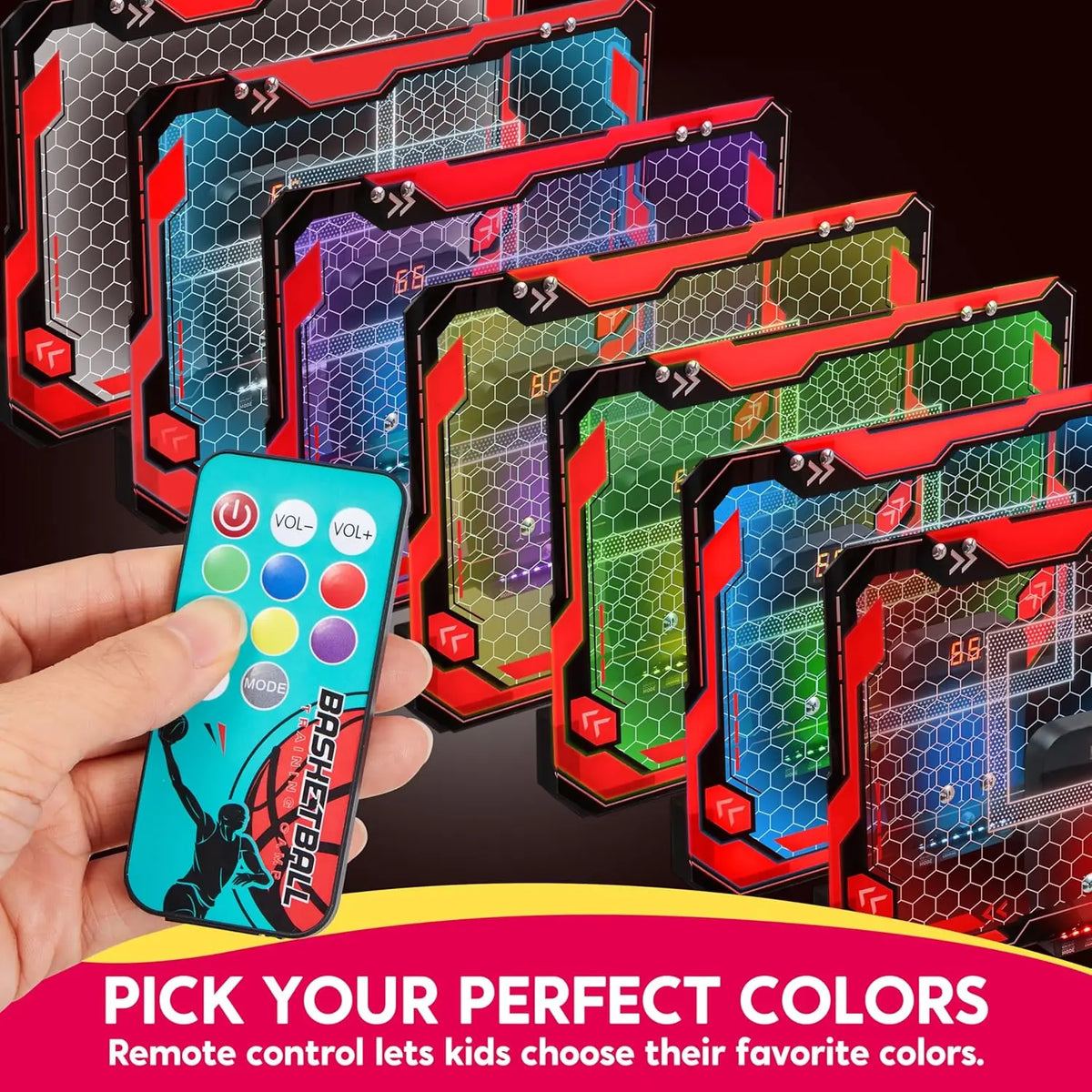 Kids Indoor Light Up Over the Door Basketball Hoop Set