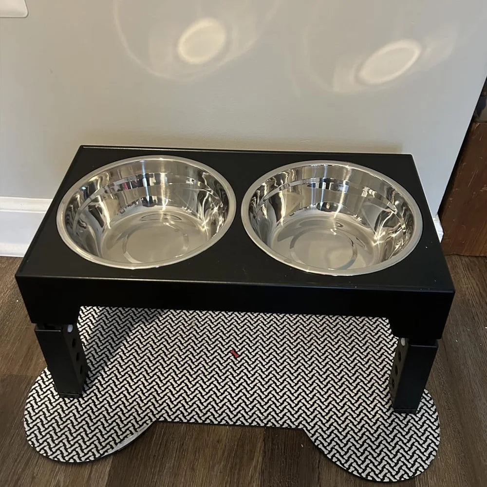 Adjustable Elevated Dog Feeder with Double Stainless Steel Bowls for All Breeds