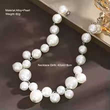 Women's Fashion Elegant Big Imitation Pearl Bead Choker Necklace