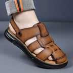 Men's Handmade Leather Sandals Breathable Outdoor Walking Beach Slippers