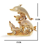 Gold Dolphin Ceramic Ornament and Table Desktop Figurine