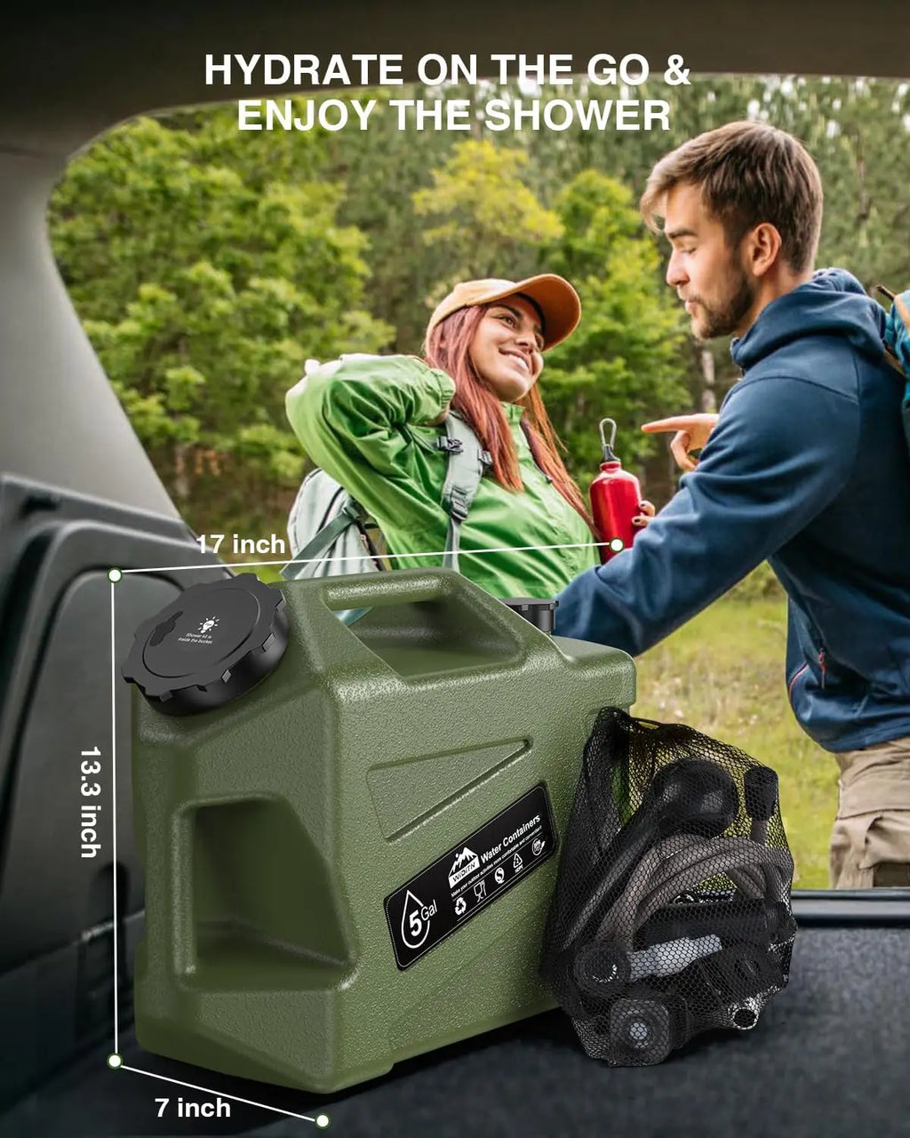 Portable Camping Shower with Rechargeable Pump and 5-Gallon Water Jug