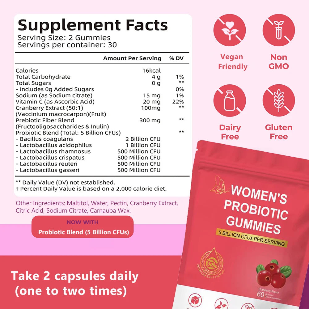 Women Feminine Balance Probiotic Gummies Gut Support