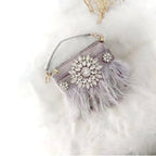 Women's Diamond Feather Tassel Chain Clutch Handbag