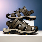 Men's Outdoor Leather Toe-Protection Sandals Quick-Drying Beach Shoes