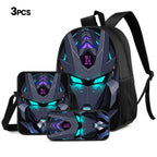 Unisex Futuristic Mecha Backpack 3-Piece Bag Set