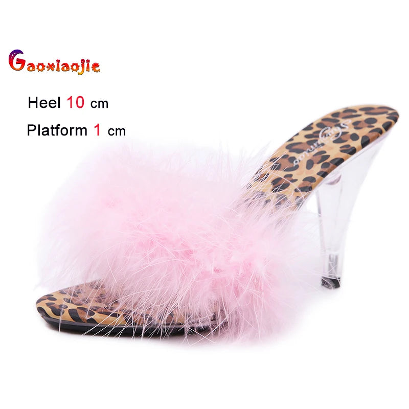 Women's Faux Fur Peep Toe Fine High Heel Sandals