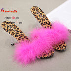 Women's Faux Fur Peep Toe Fine High Heel Sandals