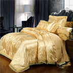 Satin Jacquard Bedding Set and Luxury Flower Duvet Cover Set