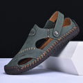 Abfuber Men's Casual Leather Sandals Breathable Hollow Out Shoes