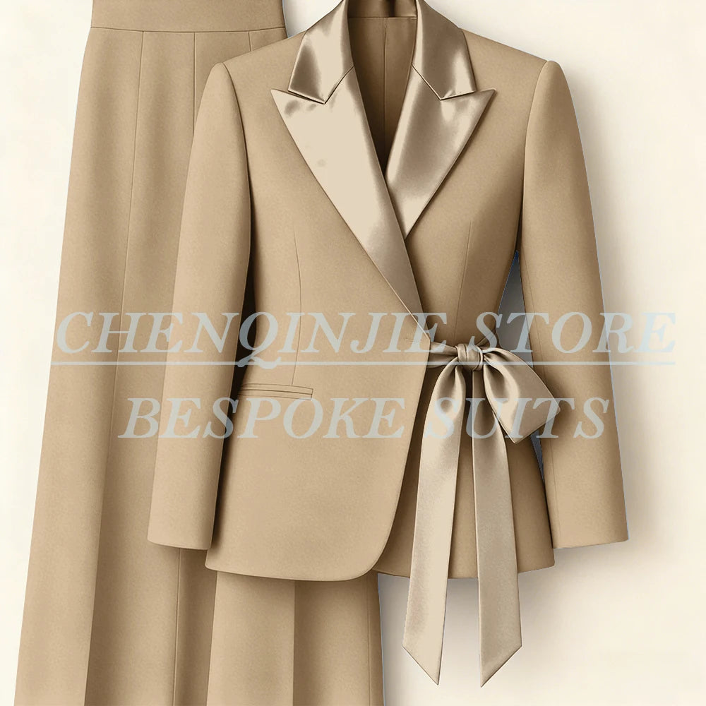 Women's Tailored Blazer Wide Leg Pants Suit