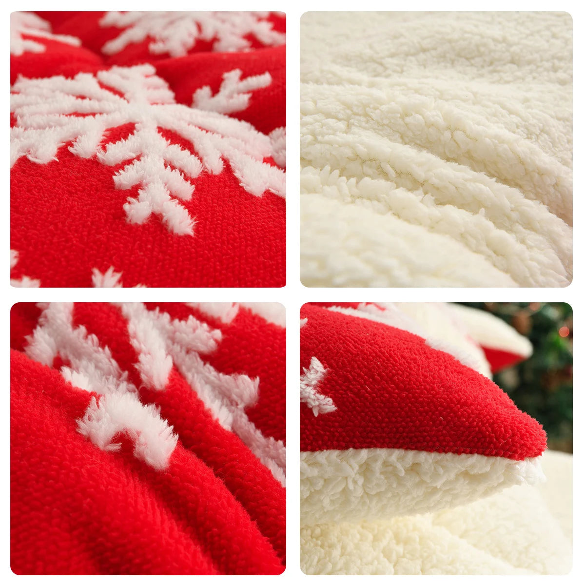 Thick Snowflake Fleece Blanket and Warm Faux Lambswool Throw