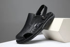 Men's Leather Closed-Toe Sandals Comfortable Summer Outdoor Casual Shoes