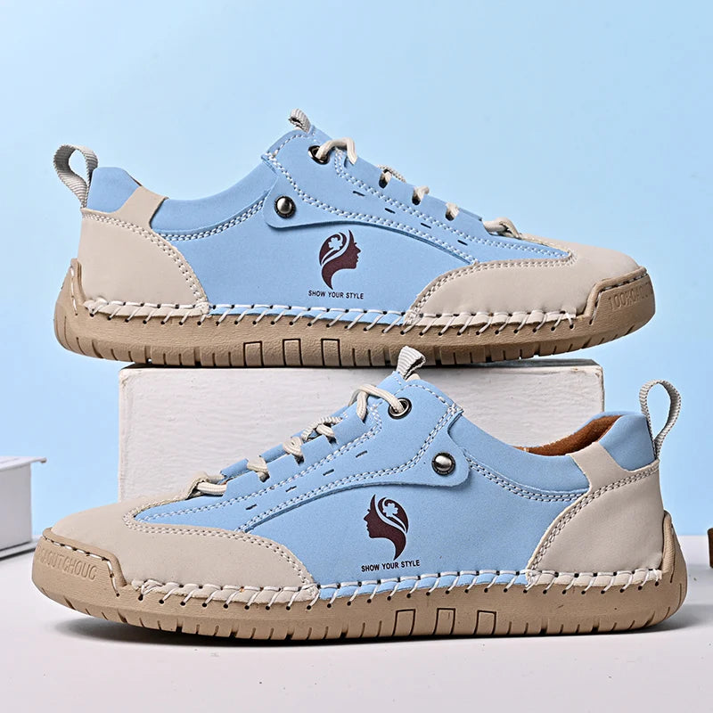 Women's Handmade Leather Casual Shoes British Style Retro Sneakers