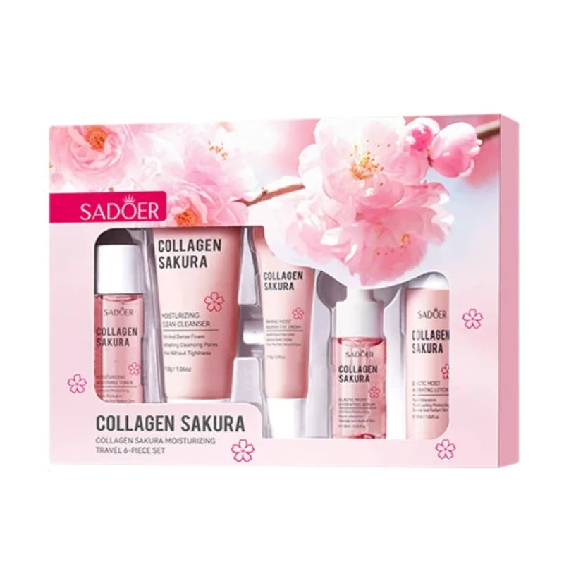 Sakura Moisturizing Face Skin Care 6-Piece Travel Set