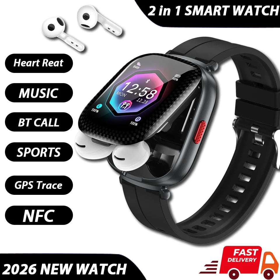 Two-in-One Smartwatch with Built-In Wireless TWS Earbuds D22
