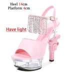 Women's Patent Leather Rhinestone Sandals and Platform High Heels