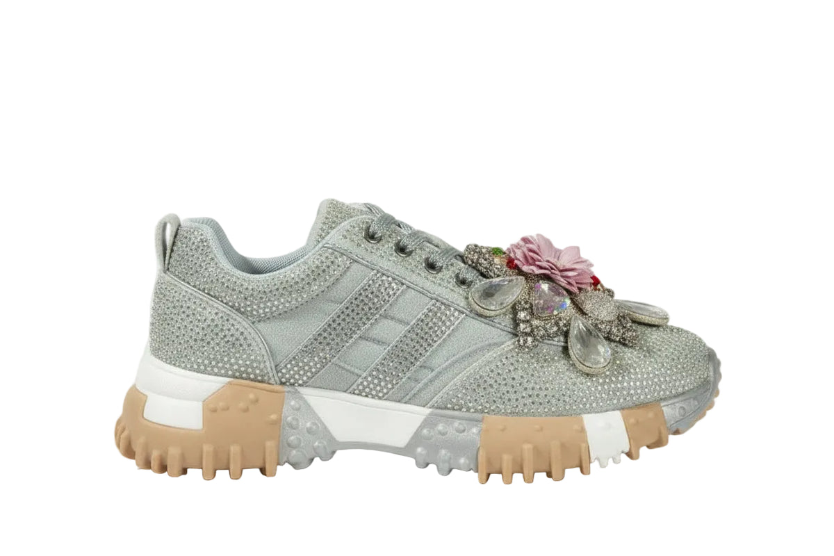 Women's Rhinestone Platform Sneakers Diamond Lace-Up Casual Skateboard Shoes
