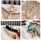 Hollow Butterfly Evening Clutch Bag with Sequins and Diamonds