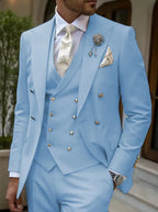 Men's Solid Color Lapel Short Sleeve Zipper Trouser Suit