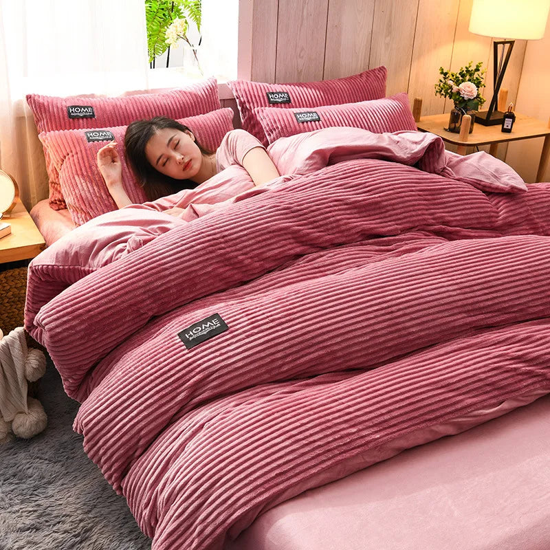 Velvet Duvet Cover and Winter Warm Quilt Bedding
