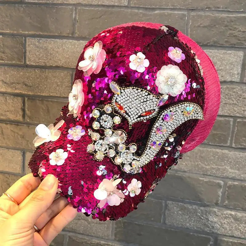 Sequin Duckbill Sun Hat Breathable Reflective Adjustable 22-23 Inch