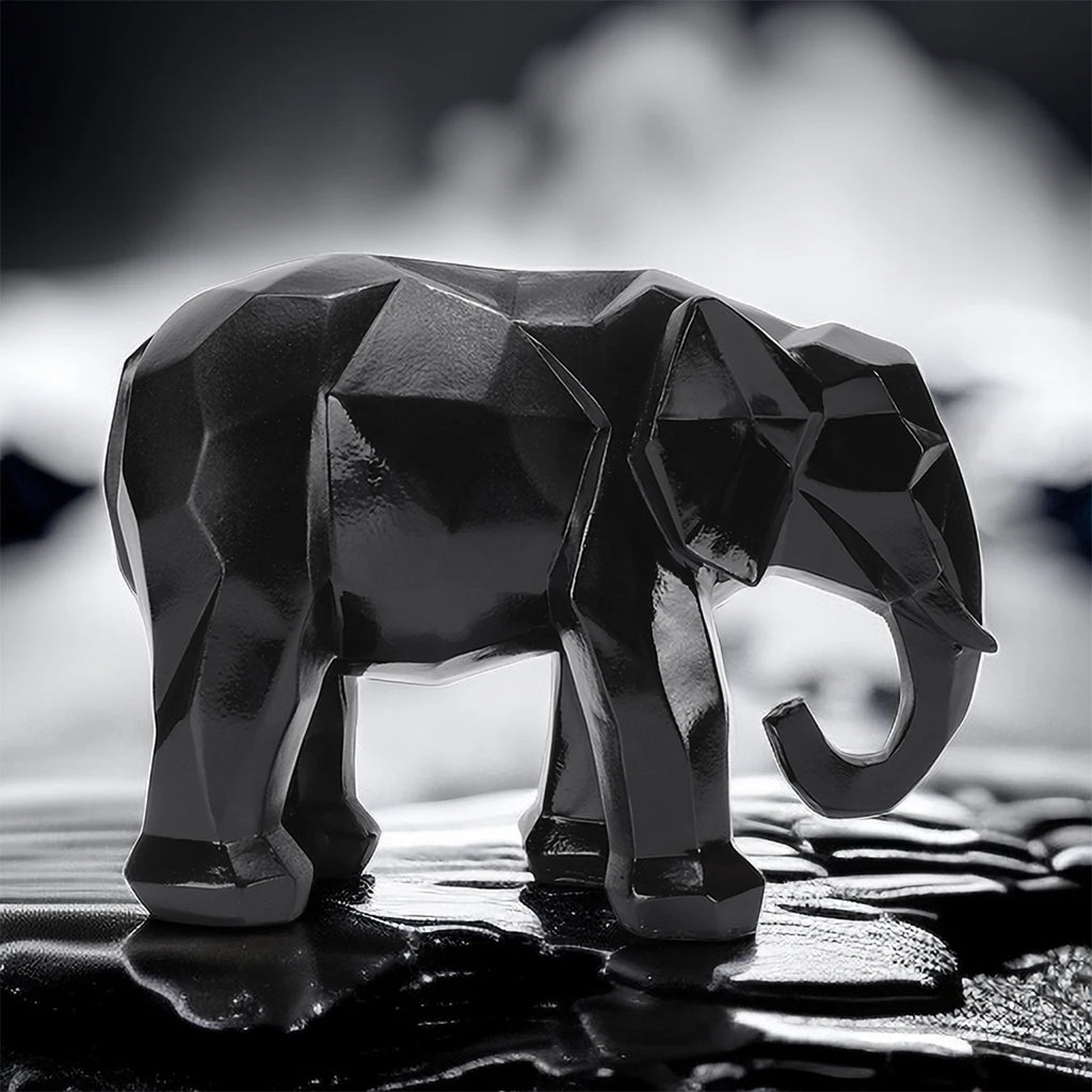 Handcrafted Elephant Resin Statue and Tabletop Shelf Ornament