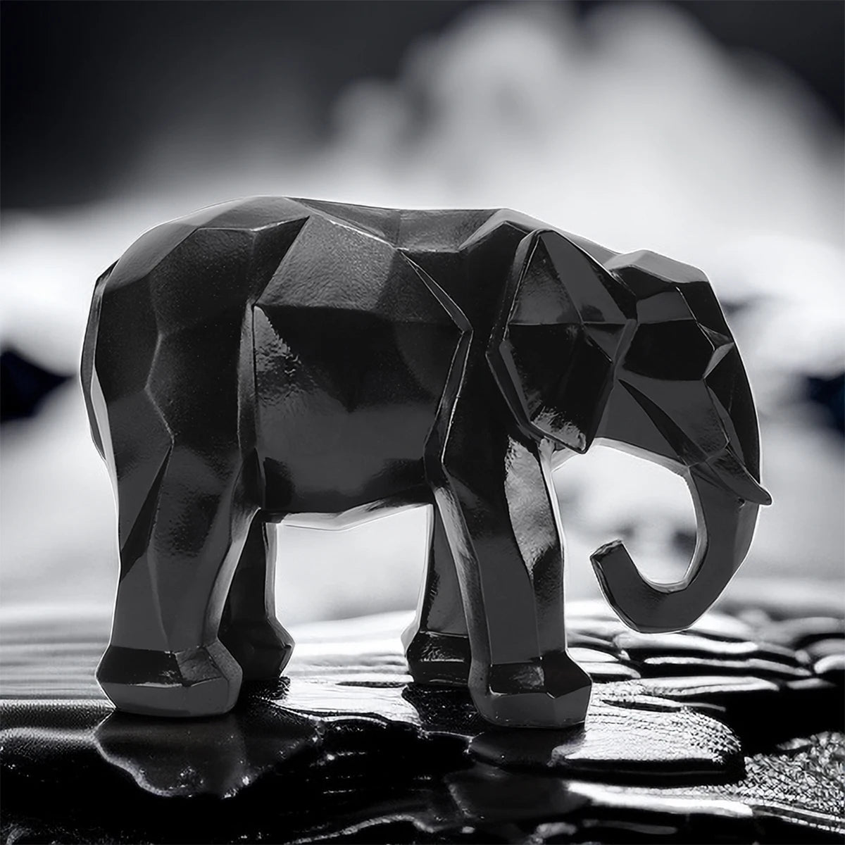 Handcrafted Elephant Resin Statue and Tabletop Shelf Ornament