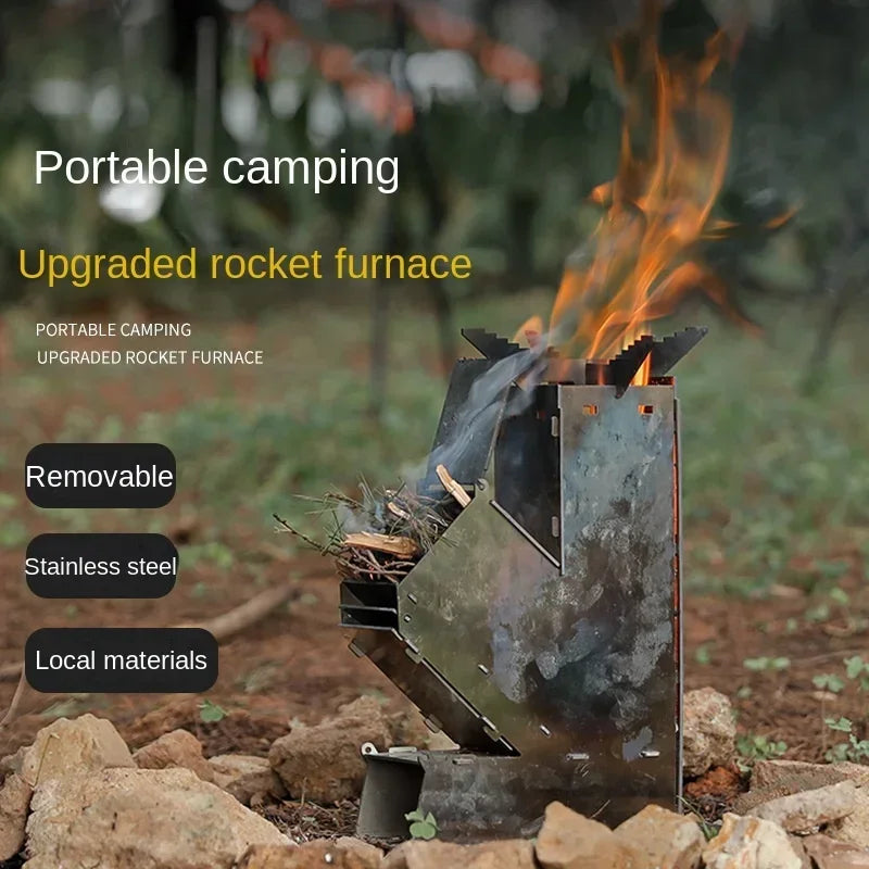 Collapsible Rocket Wood Stove for Camping and BBQ