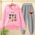 Kids' Printed Hooded Sweatshirt Pants Two-Piece Set