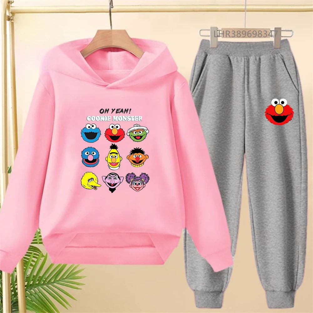 Kids' Printed Hooded Sweatshirt Pants Two-Piece Set