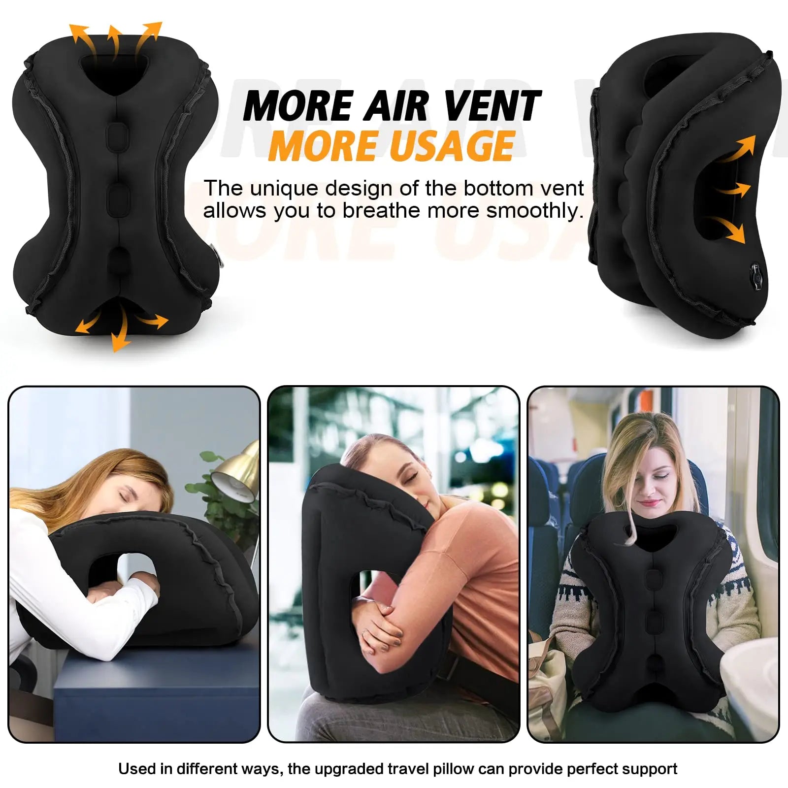 Inflatable Neck Pillow with Eye Mask and Earplugs