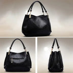 Women's Crocodile Pattern Shoulder Tote Bag
