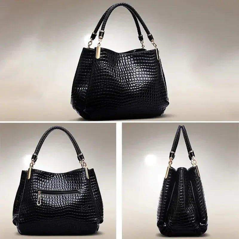 Women's Crocodile Pattern Shoulder Tote Bag