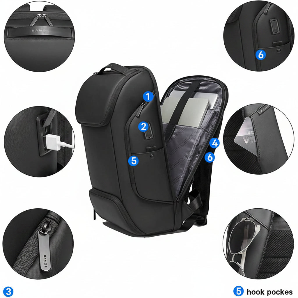 Men's Waterproof USB 15.6 Inch Laptop Travel Backpack BG-7267