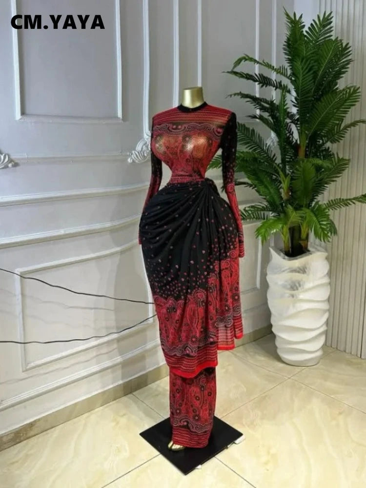 Women's Tie Dye Print Ruched Long Sleeve Bodycon Maxi Dress