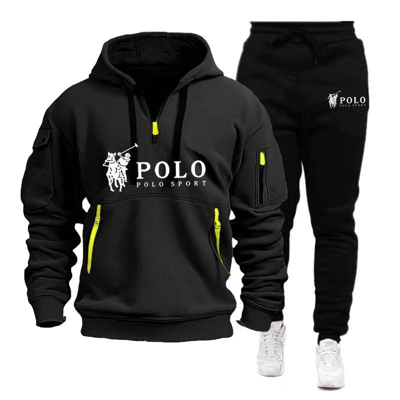 Men's Casual Warm Hoodie and Pants Two Piece Tracksuit Set