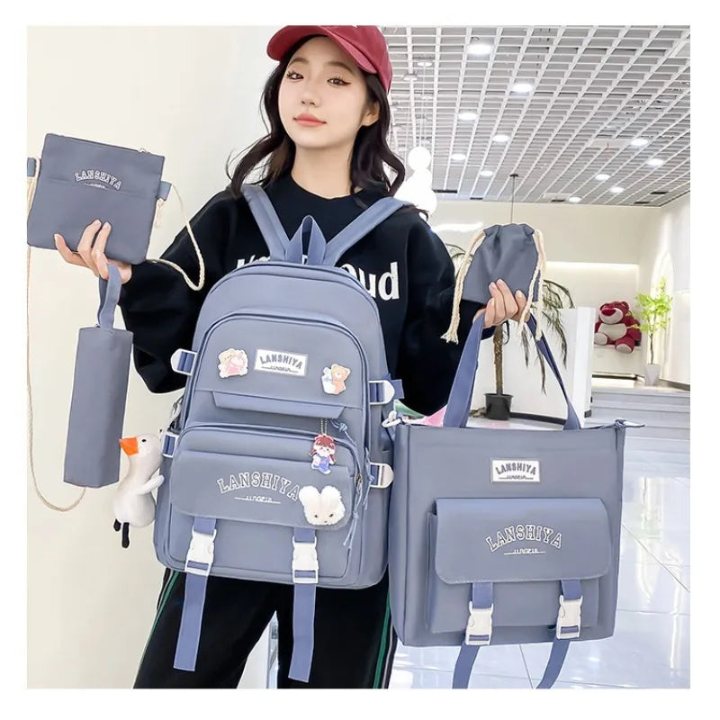 Girls' Casual Harajuku School Backpack 5-Piece Bag Set